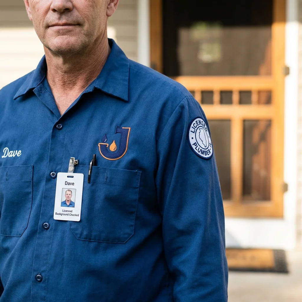 Licensed plumber showing ID badge in Hopkinton, RI