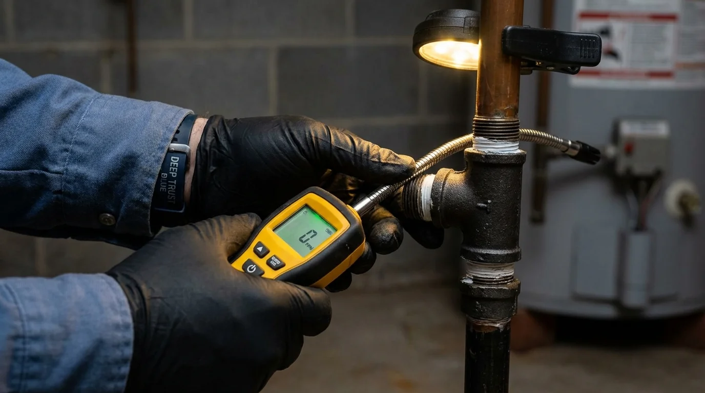 Gas leak detection with electronic sniffer by Johns Plumbing LLC in Hopkinton